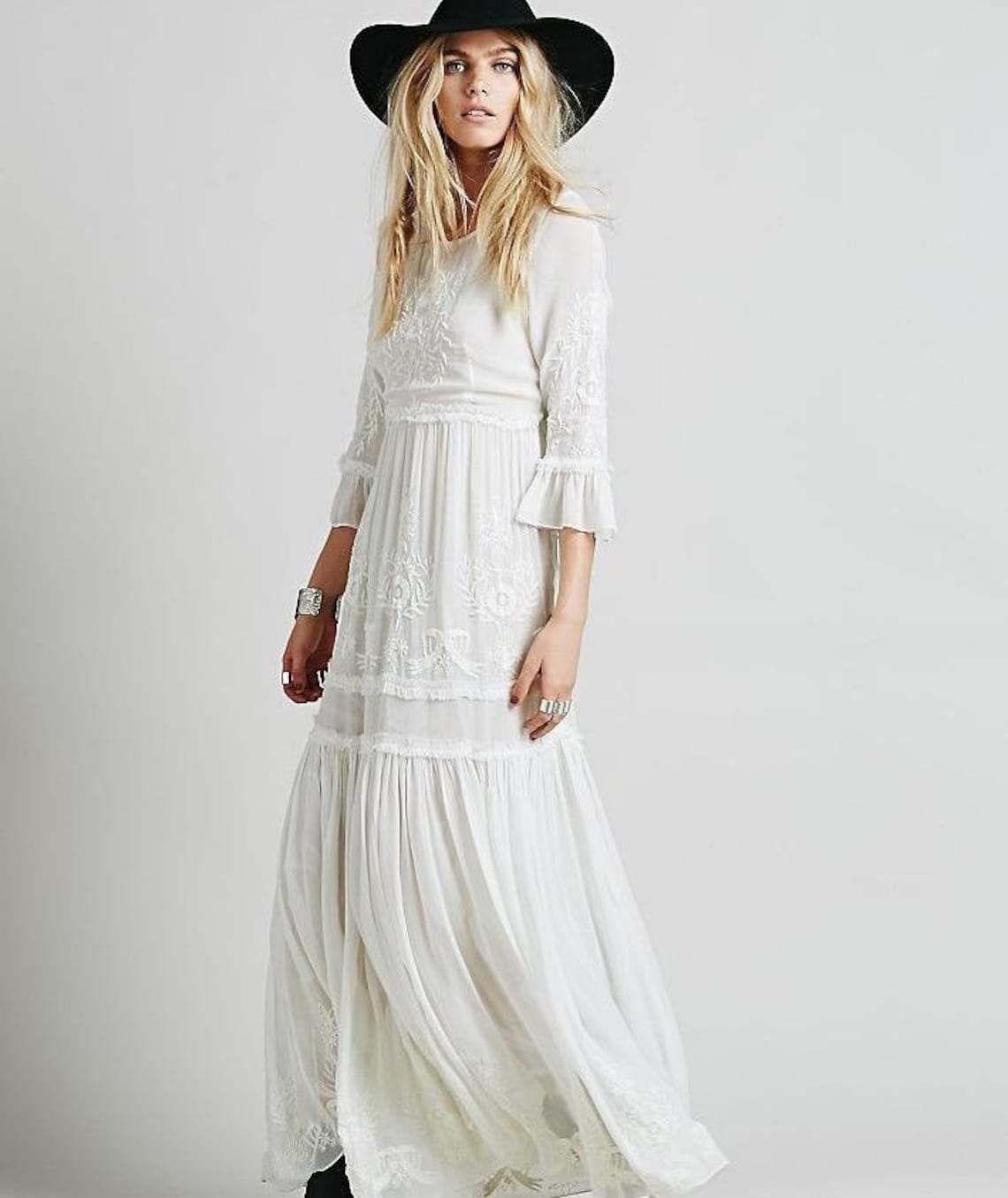 Ruffle White Bohemia Long Loose Dress Etsy