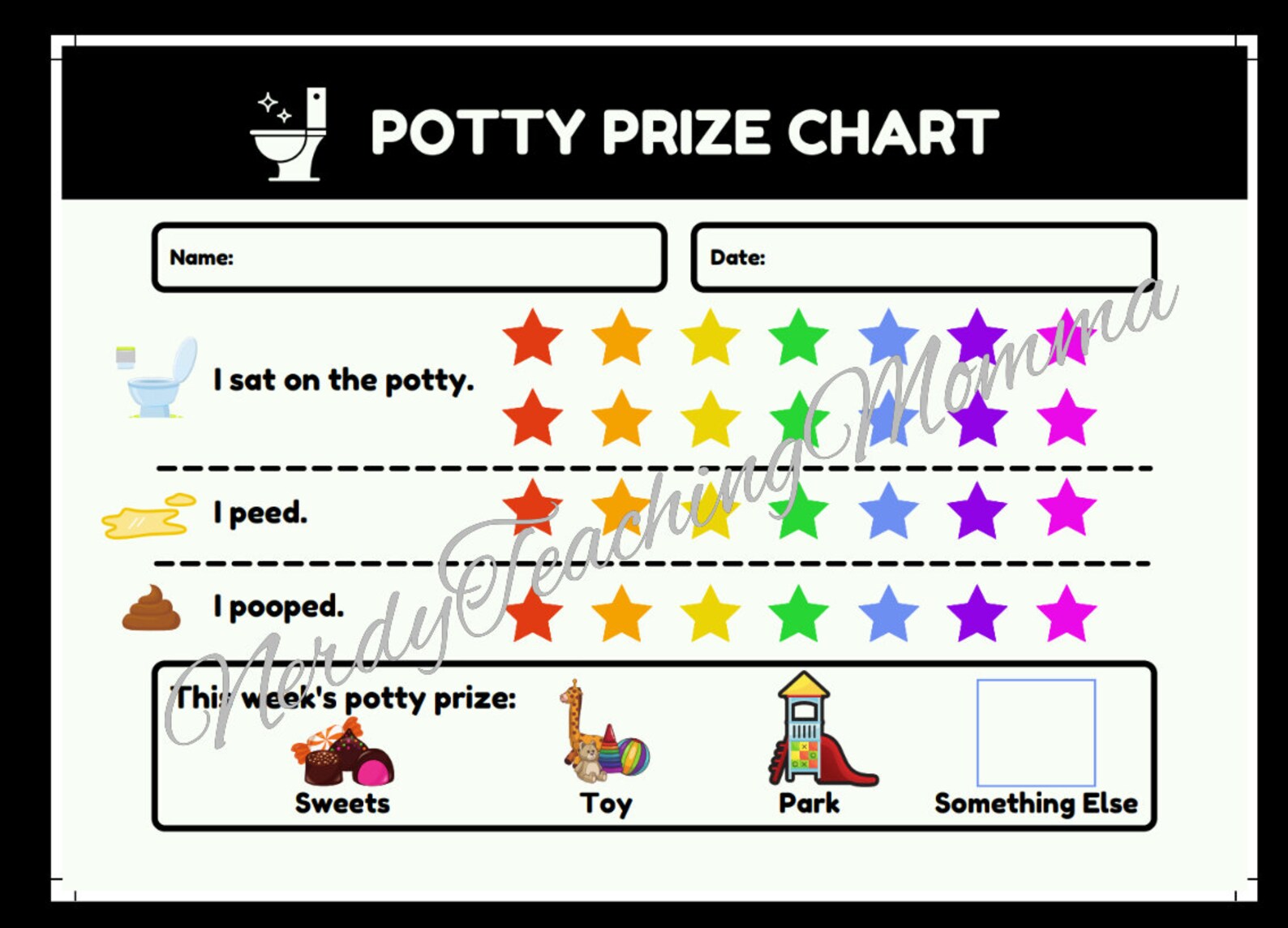 Rainbow Potty Prize Chart Etsy