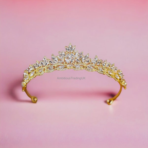 Handmade Gold Diamond Regal Elegance Tiara - Luxurious Vintage-Inspired Jewellery, Perfect for Special Occasions & Bridal Wear