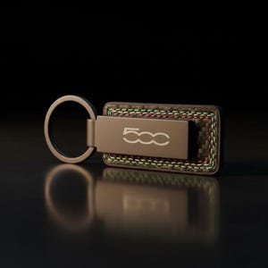 FIAT Luxury Black Leather & Chrome Metal Engraved Keyring Key Chain – UK Made Gift