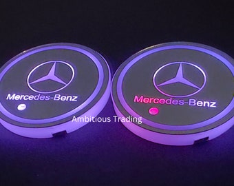 Mercedes-Benz, AMG LED Cup Coaster - 2pcs, Light-Up Car coaster Accessory, Wireless 7 Ambient Colour Lights & 3 Modes