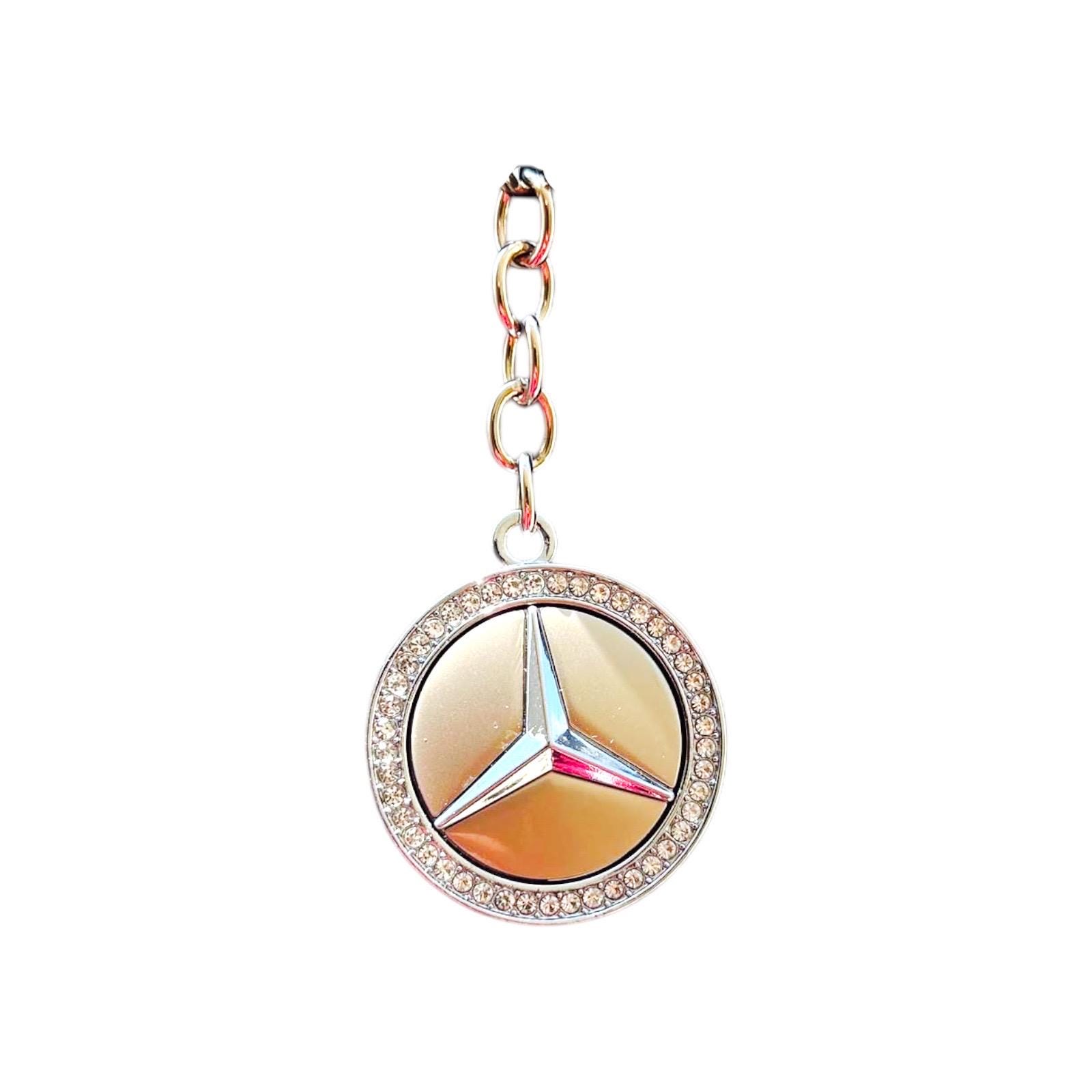 Mercedes Benz Keychain Gold | Crystal & Gold Chrome Plated Keyring | Sparkling Rhinestone Design | AMG | Gift for Mercedes Fans