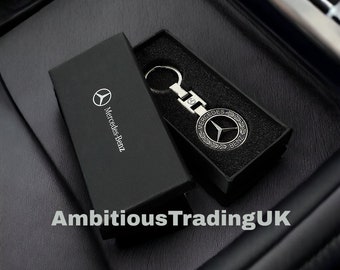 Mercedes Benz AMG, Hollow Wreath Double Sided Key Ring / Key Chain - Perfect Gift & Accessory for Mercedes Enthusiasts - Gift Box Optional