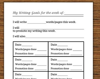 Writer's Weekly/Daily Goal Sheet