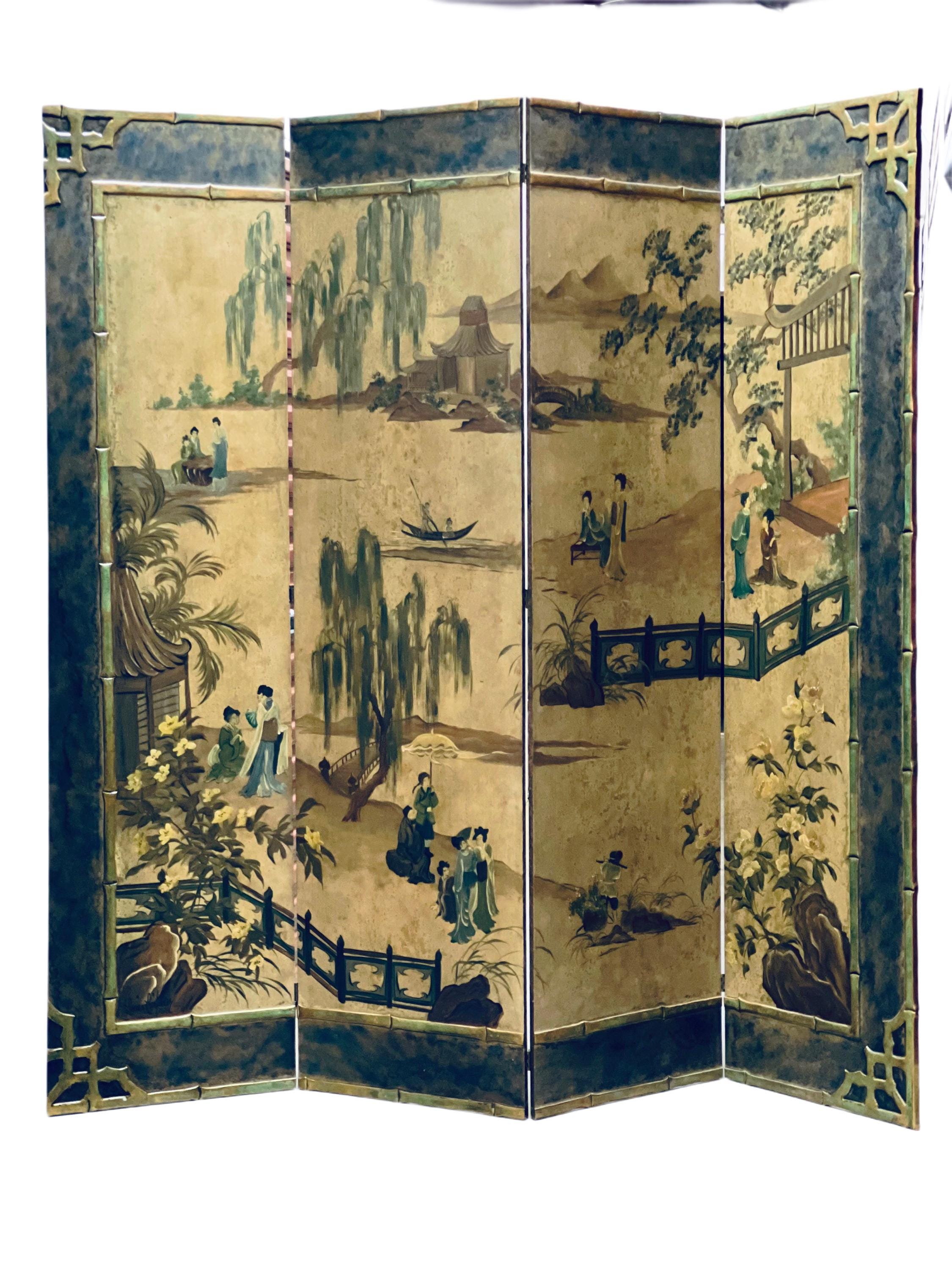 Japanese Four Panel Screen - Etsy