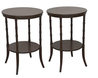 Pair Tiered Faux Bamboo Side Tables