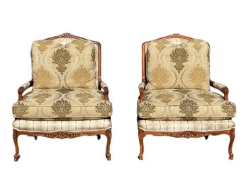 Pair 80’s Baker Furniture Co. Pair Bergere Armchairs