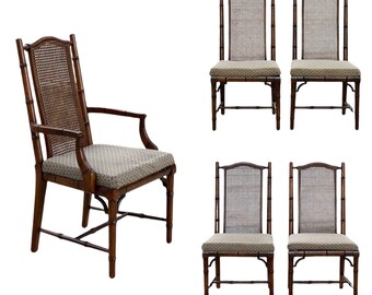 Set of Five Century Furniture Co. Faux Bamboo Dining Chairs