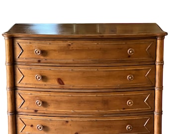 Knotty Pine Faux Bamboo Bowed Chest