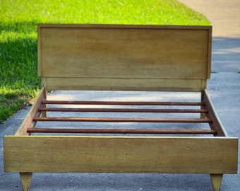 1950s Vintage Full Size Bed Frame and Nightstand by American of Martinsville Bali-Hi Collection