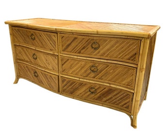 Pencil Reed Rattan Dresser in the Manner of Gabriella Crespi