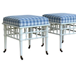 Pair Vintage French Faux Bamboo Foot Stools/Side Tables