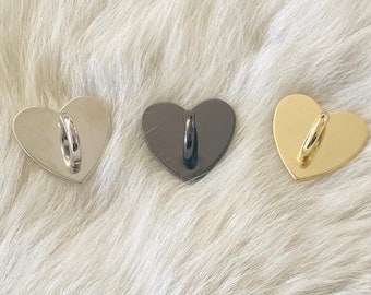 Metal Adhesive Heart Shaped Phone Charm Hook, Phone Chain Hook in Gold or Silver/ Kpop Phone Charm Hook