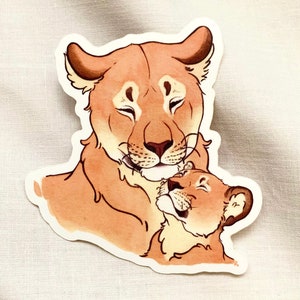 Lioness and Cub Vinyl Sticker, Lion Sticker, Mother and Child Sticker, Cat Sticker, Lioness Sticker, Wildlife Sticker, Sticker, Animal Art