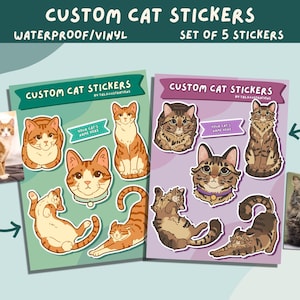 Custom Cat Sticker Sheet, Waterproof, Vinyl, personalised cat sticker sheet