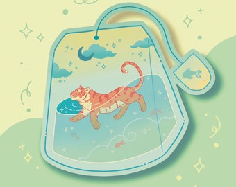 Ocean Tiger Sticker, Tiger Sticker, Animal Sticker, Cute Stationary, Tiger Decal, Cute Sticker, Die Cut, Vinyl Sticker, Handmade