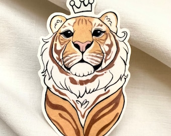 Golden Tiger Sticker, Tiger Sticker, Gouache Sticker, Animal Sticker, Wildlife Stationary, Wildlife Decal, Die Cut, Vinyl Sticker, Handmade