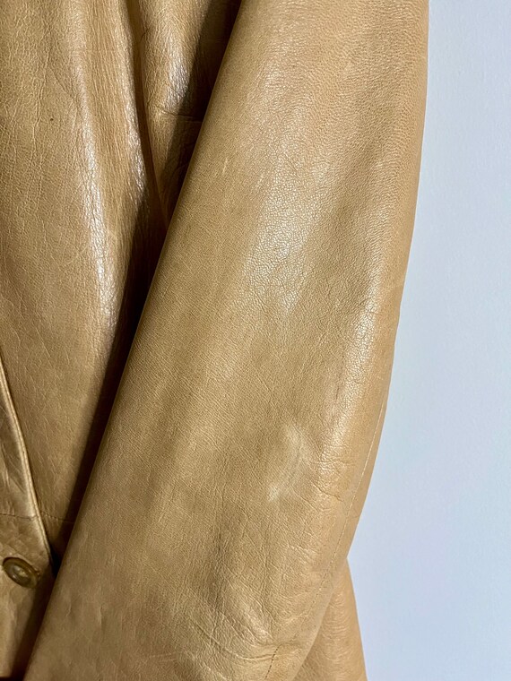 Vintage Tan Leather Trench Coat - image 5