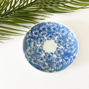 Vintage Japanese Blue Floral Porcelain Plate