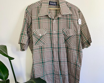 Vintage Blue Checkered Button-down Shirt - 90s Oversized Cotton