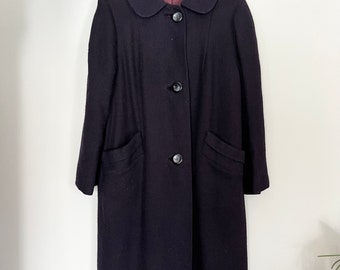 Vintage Navy Trench Coat with Peter Pan Collar