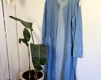Giacca tunica spolverino in denim vintage