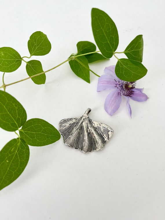 Sterling Silver Ginkgo Leaf Pendant Necklace