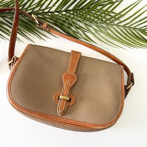 Vintage Dooney & Bourke Taupe and Brown Leather Shoulder Purse
