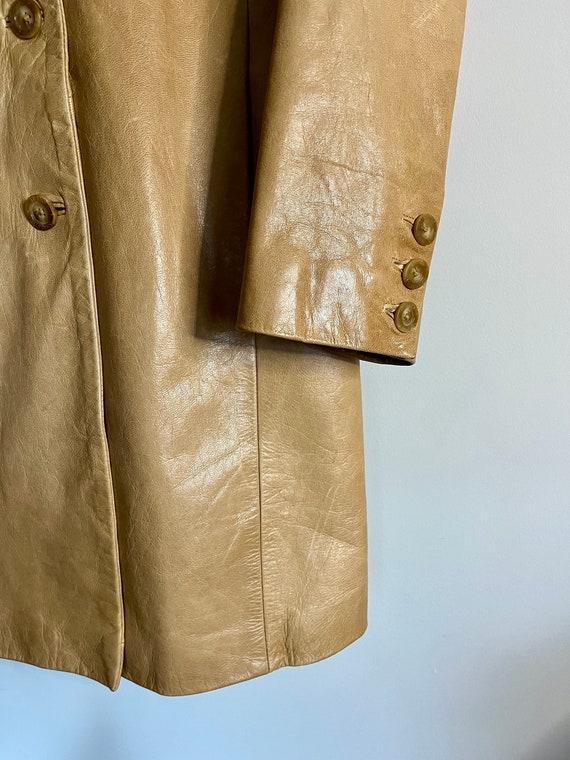 Vintage Tan Leather Trench Coat - image 6