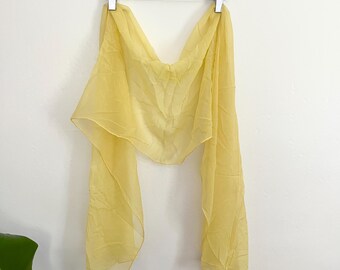 Vintage 1950s Yellow Chiffon Long Scarf