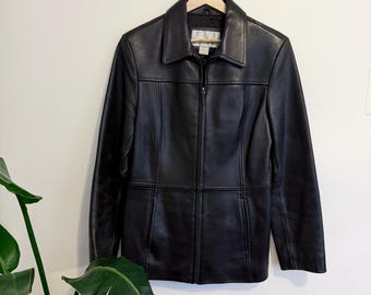 Vintage Black Leather Blazer Jacket