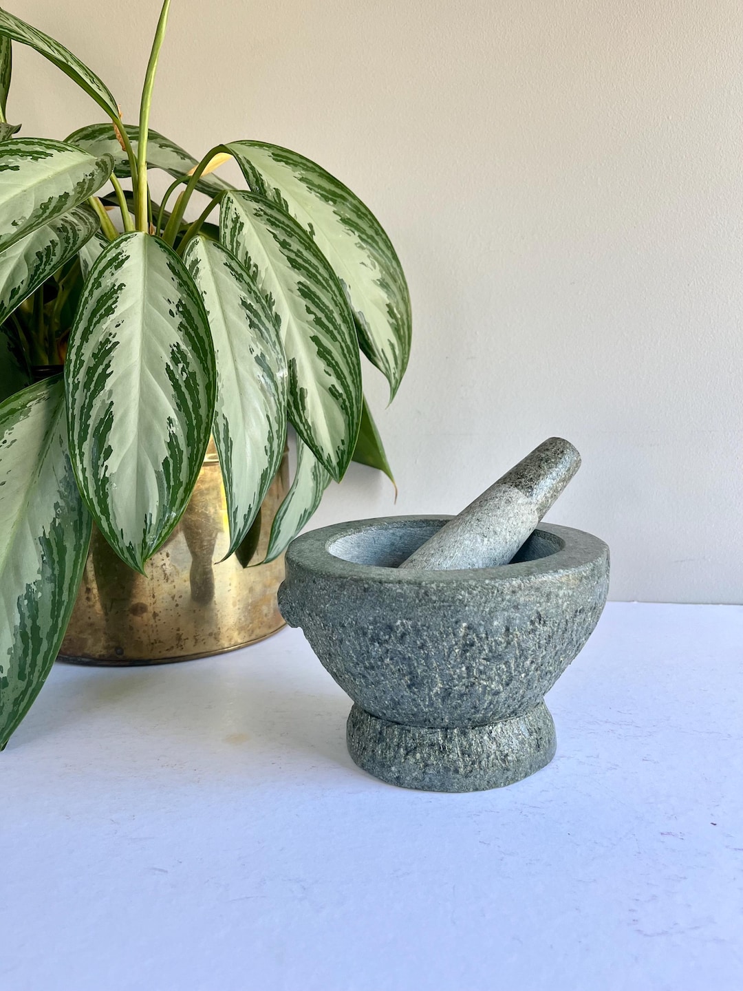 Vintage Granite Stone Mortar and Pestle - Etsy