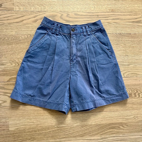 Vintage 90s Lizwear Plissee Mom Shorts in Navy Blau - 24”