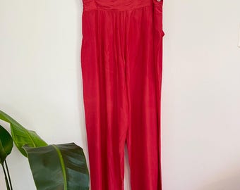Vintage Red Satin Trousers 27x23