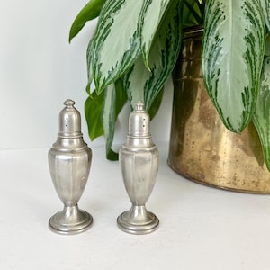 Vintage Pewter Salt and Pepper Shakers
