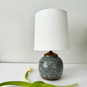 Vintage Ceramic Lamp with Brass Top