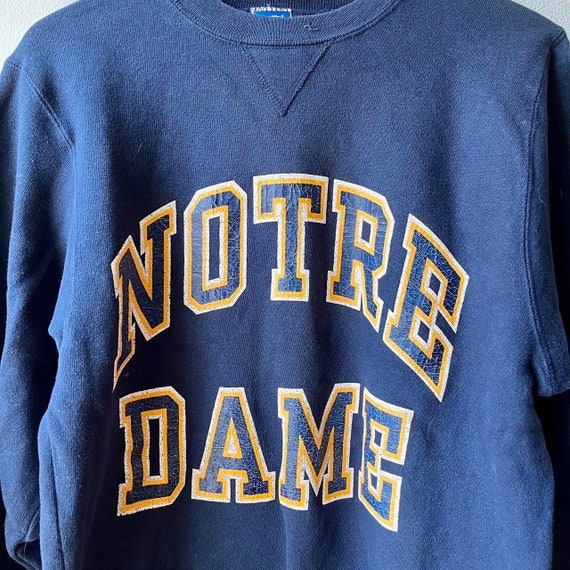 Vintage Notre Dame University Navy Blue Crew Swea… - image 2