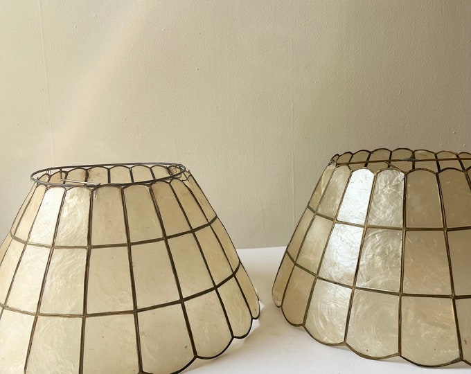 Pair of Vintage Capiz Shell Lamp Shades Set of 2 Etsy