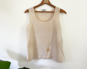 Vintage Beige Cotton Tank Top