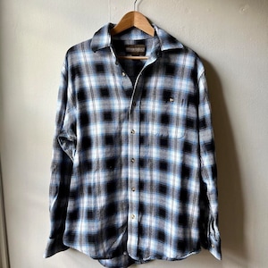 Blue and Black Plaid Flannel Shirt