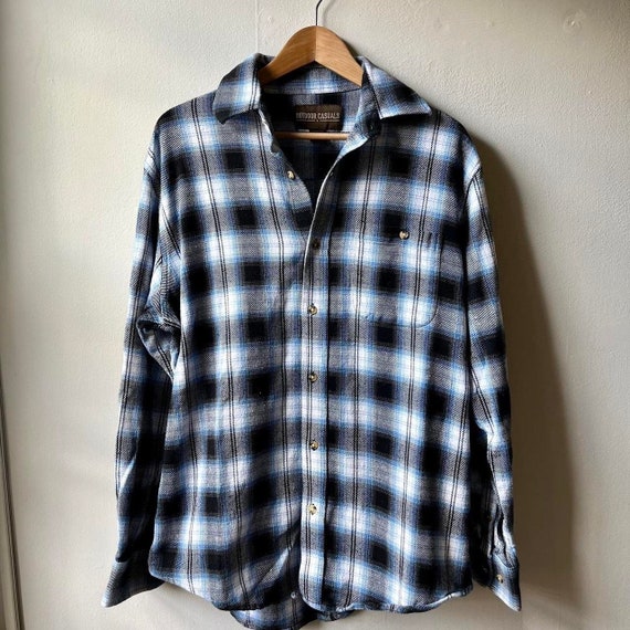 Blue and Black Flannel Shirt - image 1