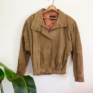 Vintage Brown Suede Leather Bomber Jacket