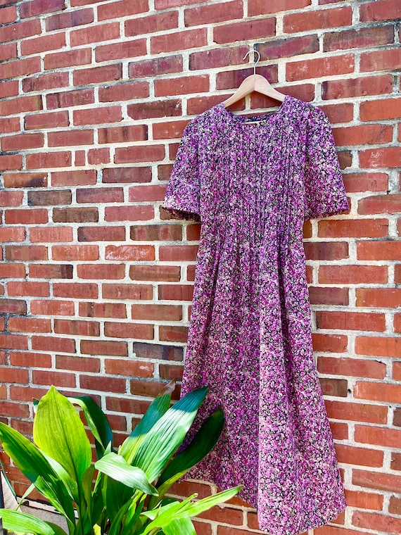 Vintage Purple Floral Maxi Dress - image 1