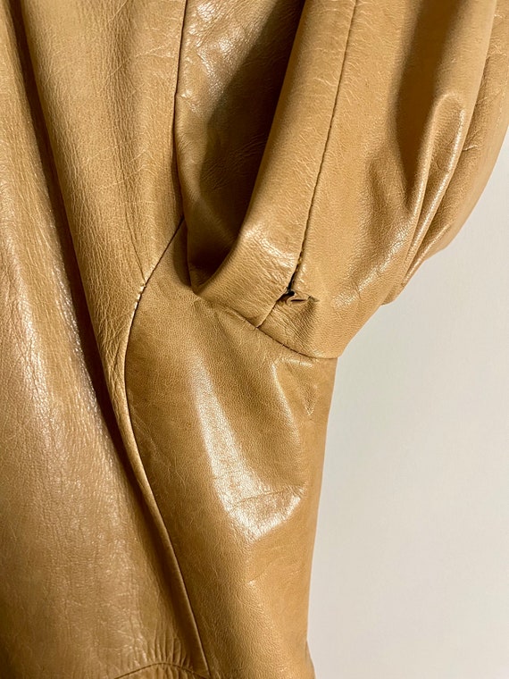 Vintage Tan Leather Trench Coat - image 7