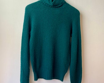 Vintage Green Cashmere Turtleneck Sweater