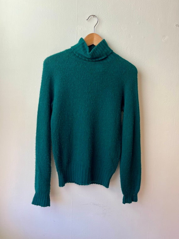 Vintage Green Cashmere Turtleneck Sweater
