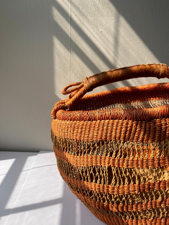 Vintage Woven Market Basket Bag - image 4