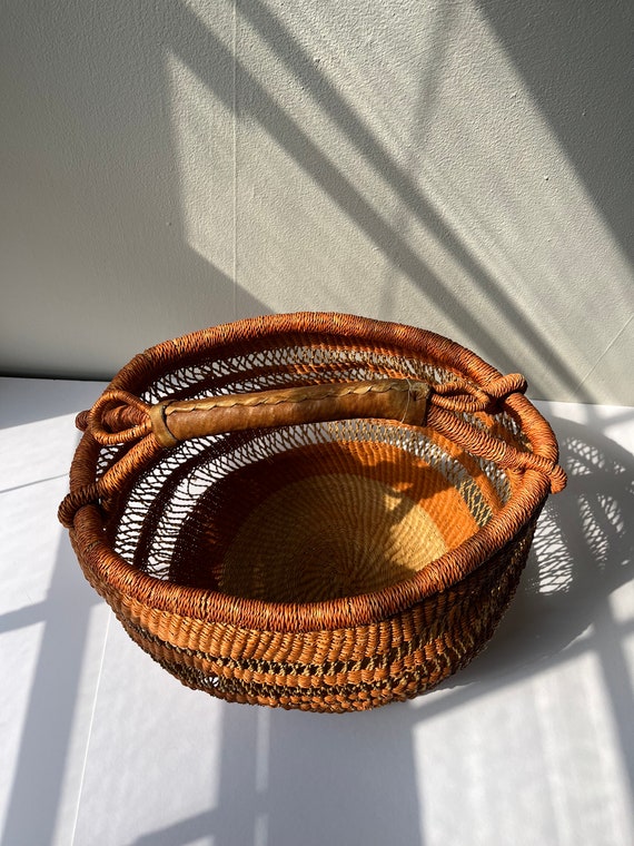 Vintage Woven Market Basket Bag - image 5