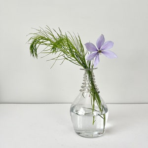 Hand Blown Clear Glass Vase with Swirl Top
