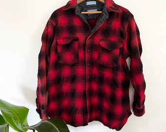 Vintage Pendleton Red and Black Flannel Button Up